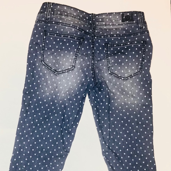 Y2K LEI Ashley Low Rise Skinny Jeans Blue with White Polka Dots Size 1/Juniors - Picture 6 of 12